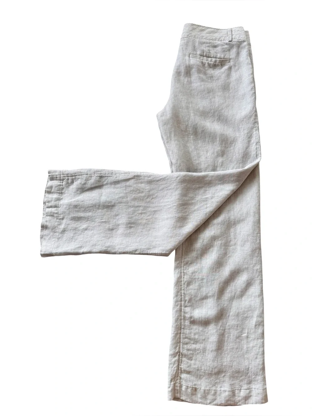 Banana Republic Linen Blend Wide Leg Pants 12 Ivory Stripe Coastal Trouser